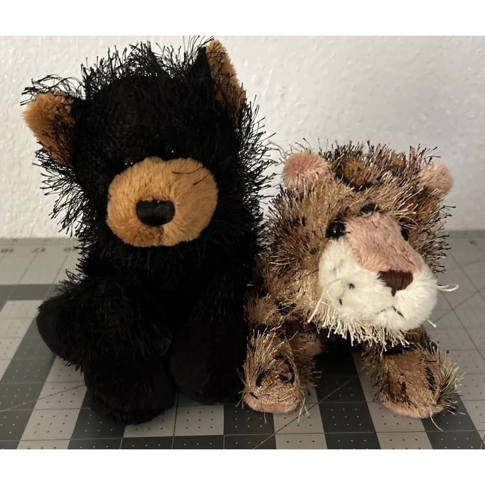Ganz Webkinz Lot of 2 HM004 Black Bear HS031 Leopard Soft Plush Stuffed Animals